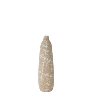 Vase en céramique beige 13x13x45 cm