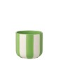 Macetero cerámica rayada verde y blanca, 15 x 14 x 14 cm Macetero cerámica rayada verde y blanca, 15 x 14 x 14 cm