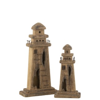 Farol em madeira natural escura 16x7x31 cm