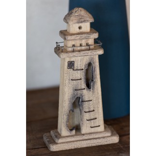 Phare en bois naturel foncé 16x7x31 cm