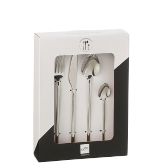 Set de 24 couverts en acier inoxydable argent brillant