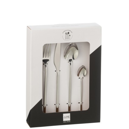 Set de 24 couverts en acier inoxydable argent brillant