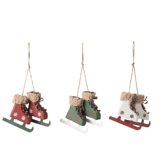 Conjunto de 3 suspensões de coelho em madeira multicolorida 9x2x8,5 cm
