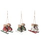Conjunto de 3 suspensões de coelho em madeira multicolorida 9x2x8,5 cm