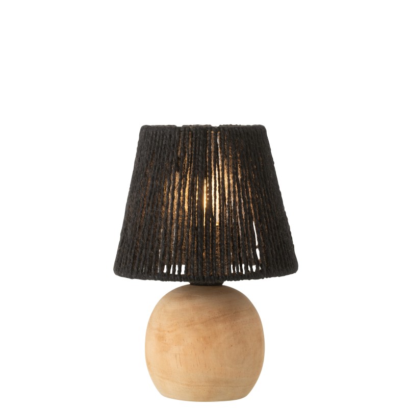 Lâmpada LED em madeira preta 16,5 x 16,5 x 23 cm Lâmpada LED em madeira preta 16,5 x 16,5 x 23 cm