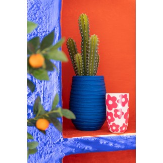 Vaso em cerâmica azul, 22 x 19 x 30 cm