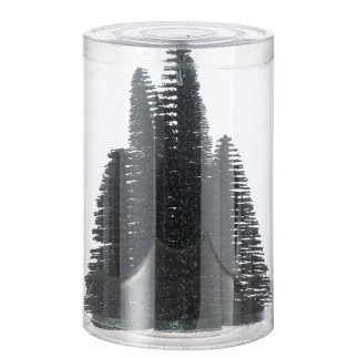 Confezione di 4 alberi di Natale artificiali in plastica verde da H.9 a 15 cm