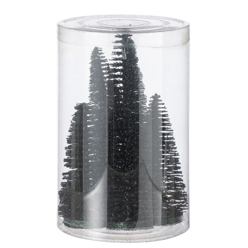 Caja de 4 árboles de Navidad artificiales de plástico verde H.9 a 15 cm