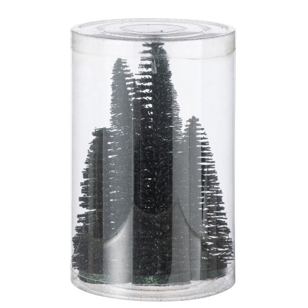 Caja de 4 árboles de Navidad artificiales de plástico verde H.9 a 15 cm