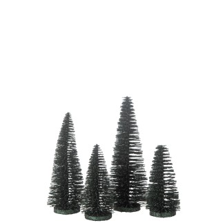 Caja de 4 árboles de Navidad artificiales de plástico verde H.9 a 15 cm