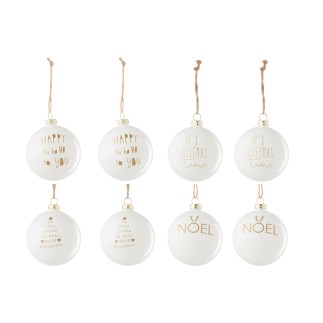 Boite de 8 boules de Noël en verre blanc 8x8x8 cm