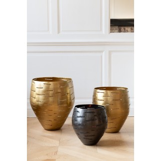 Set de 3 photophores en métal doré D.30-36 et 48 cm
