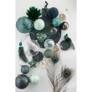 Boite de 4boules de Noël en verre transparent - or 10x10x10 cm