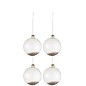 Boite de 4boules de Noël en verre transparent - or 10x10x10 cm