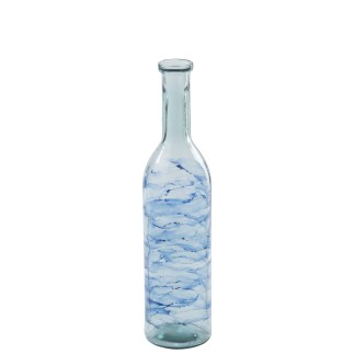 Vaso garrafa em vidro azul 18x18x75 cm