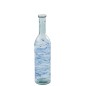 Vase bouteille en verre bleu 18x18x75 cm