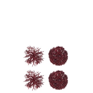 Boite de 4 boules de Noël en Plastique Rouge 10x10x10cm