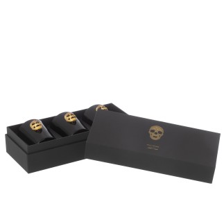 Scatola di 3 candele profumate in paraffina nera 21,5x9,5x7 cm
