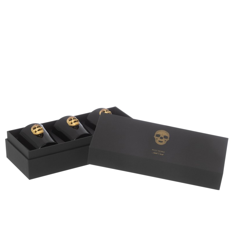 Caixa com 3 velas perfumadas de parafina preta 21,5 x 9,5 x 7 cm