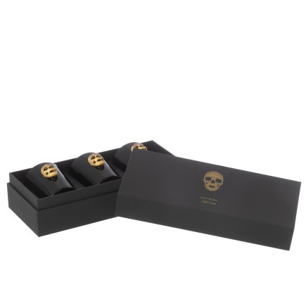 Scatola di 3 candele profumate in paraffina nera 21,5x9,5x7 cm