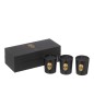 Scatola di 3 candele profumate in paraffina nera 21,5x9,5x7 cm