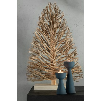 Arbre sur socle en bois beige 45x15x70 cm