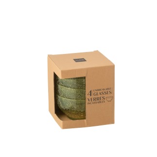 Conjunto de 4 taças de plástico verdes, 15 x 15 x 8,1 cm