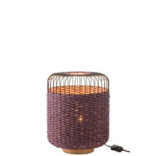 Lampada da tavolo in metallo e fibra marrone 27x27x34.5 cm