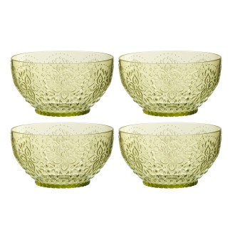 Lote de 4 cuencos de plástico verdes de 15 x 15 x 8,1 cm