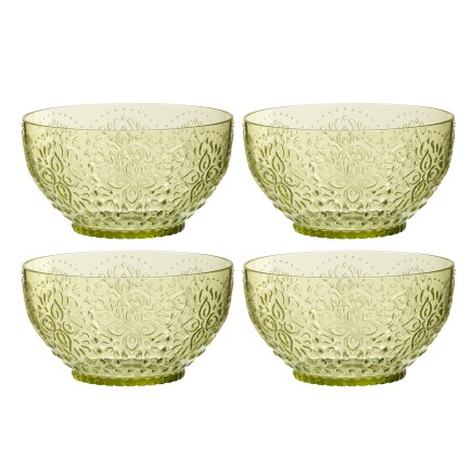 Conjunto de 4 taças de plástico verdes, 15 x 15 x 8,1 cm
