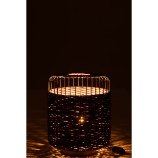 Candeeiro de mesa em metal e fibra roxa 27x27x34,5 cm