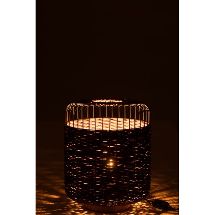 Candeeiro de mesa em metal e fibra roxa 27x27x34,5 cm