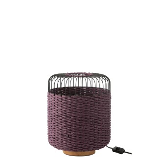 Candeeiro de mesa em metal e fibra roxa 27x27x34,5 cm