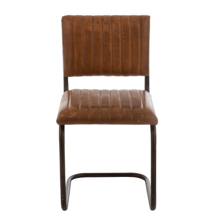 Chaise moderne en cuir et métal marron 52x45x88 cm