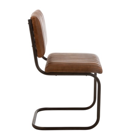 Chaise moderne en cuir et métal marron 52x45x88 cm