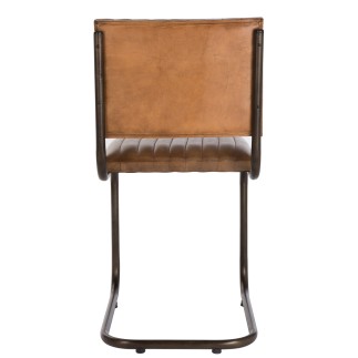 Sedia moderna in pelle e metallo marrone 52x45x88 cm