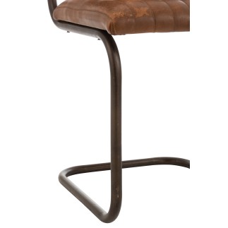 Sedia moderna in pelle e metallo marrone 52x45x88 cm