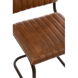Sedia moderna in pelle e metallo marrone 52x45x88 cm