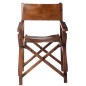 Sedia da regista in pelle e legno marrone 53x56x88 cm