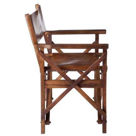 Chaise de régisseur en Cuir et Bois Marron 53x56x88cm
