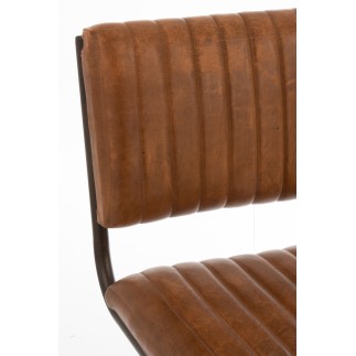 Sedia moderna in pelle e metallo marrone 52x45x88 cm