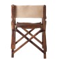 Sedia da regista in pelle e legno marrone 53x56x88 cm