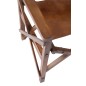 Sedia da regista in pelle e legno marrone 53x56x88 cm