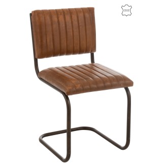 Sedia moderna in pelle e metallo marrone 52x45x88 cm