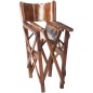 Sedia da regista in pelle e legno marrone 53x56x88 cm