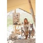 Sedia da regista in pelle e legno marrone 53x56x88 cm