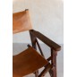 Sedia da regista in pelle e legno marrone 53x56x88 cm