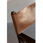 Sedia da regista in pelle e legno marrone 53x56x88 cm