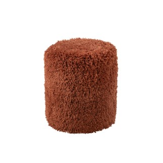 Soffice pouf cilindrico in poliestere color rame 40x40x50 cm