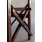 Sedia da regista in pelle e legno marrone 53x56x88 cm